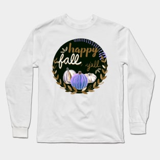 Happy Fall, Y’all - Gold, Cream, and Lavender Long Sleeve T-Shirt